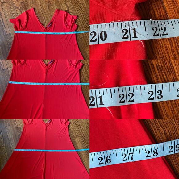 Roaman’s Red Swing Dress Plus Size 14/16 V-Neck Short Sleeve A-Line Midi - Picture 14 of 17